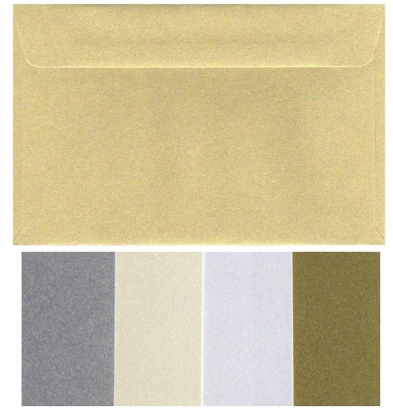 5x7 inch Metallic Envelopes  x 20 Pieces 130mm x 180mm  Fits 5x7 inch photo invitations 120gsm Gold White Silver Ivory Wedding Engagement