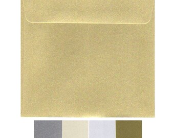 Metallic Square Envelopes, 130mm, Gold, Silver, Ivory, White, Pack of 20