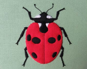 7 Spot Ladybird Embroidery Pattern Instant Download PDF