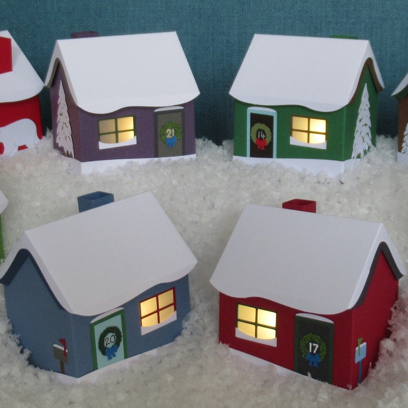 Papercut Christmas House Boxes Tutorial and Templates Instant Download PDF and SVG 画像 6