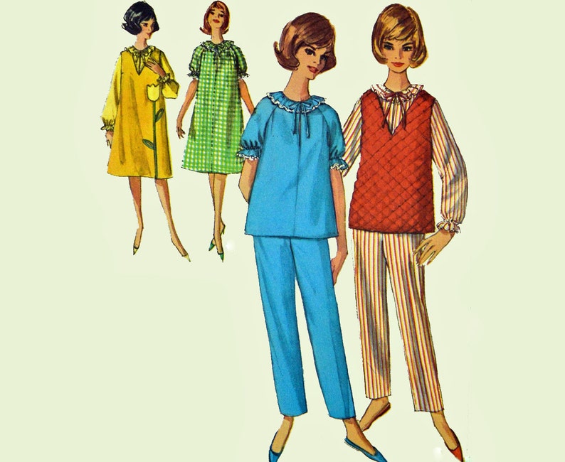 Des années 60 pyjama motif femmes chemise de nuit motif ...