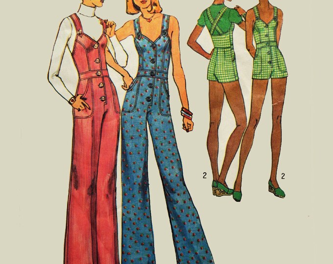 Vintage 70s Jumpsuit Pattern / Womens Suspender Pants or Etsy
