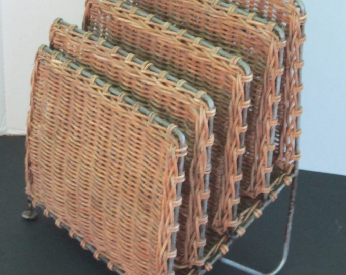 Wicker File Holder Office Accessory Etsy