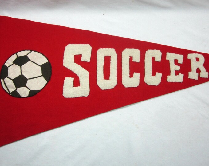 Soccer Pennant Vintage Sports Banner Mancave Game Room Kids Etsy