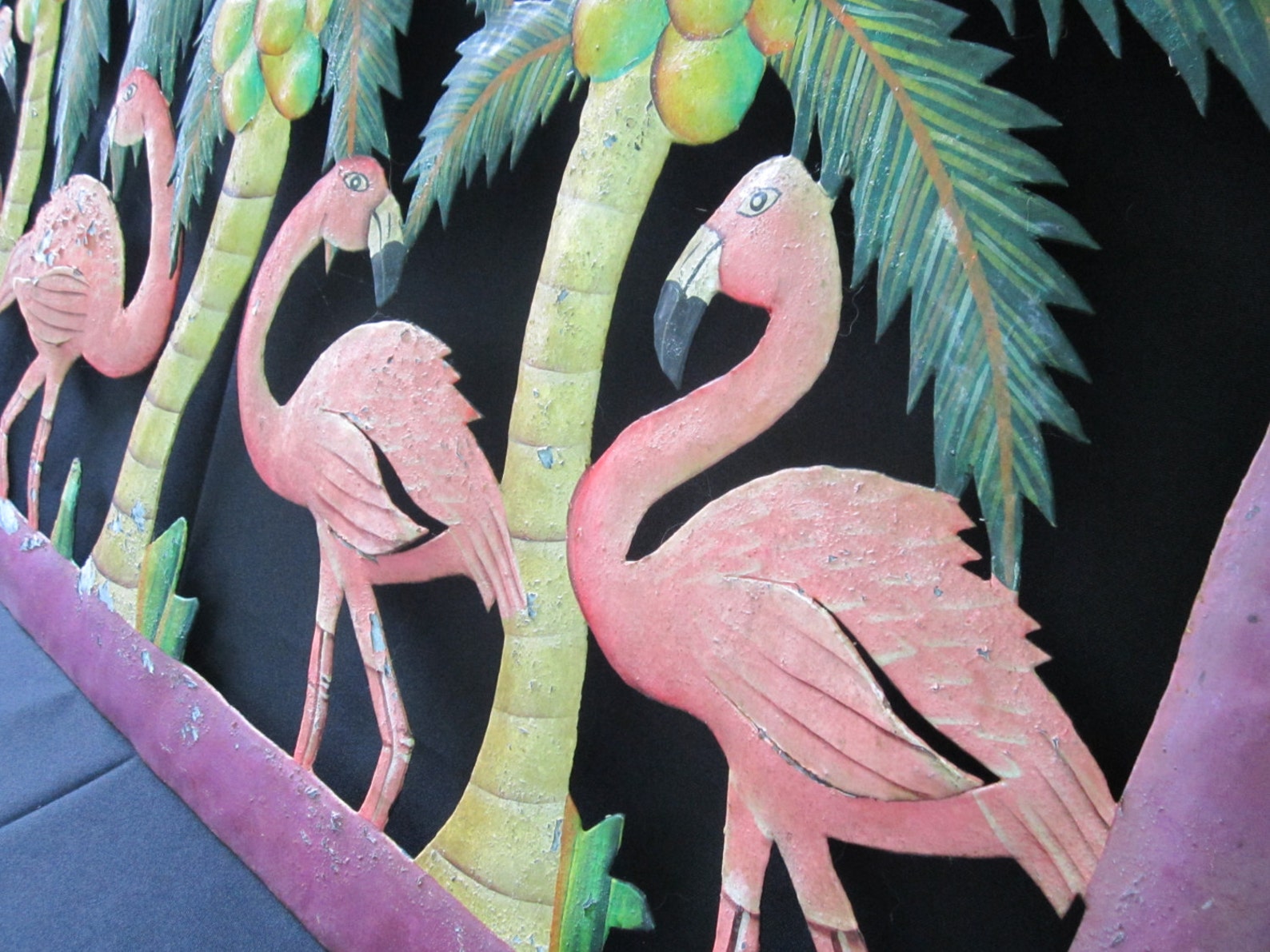 Metal Flamingo Wall Decor Chippy Metal Wall Art Tropical | Etsy