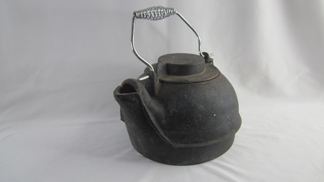 Tea Kettle Primitive Cast Iron Tea Pot Rusty Humidifier Country Decor