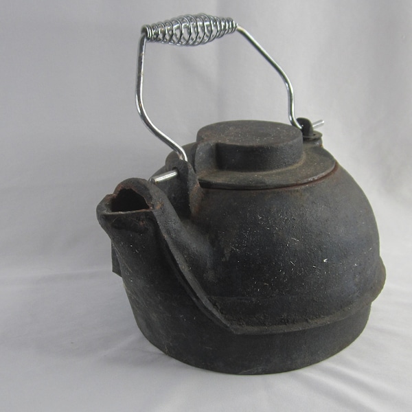 Tea Kettle Primitive Cast Iron Tea Pot Rusty Humidifier Country Decor