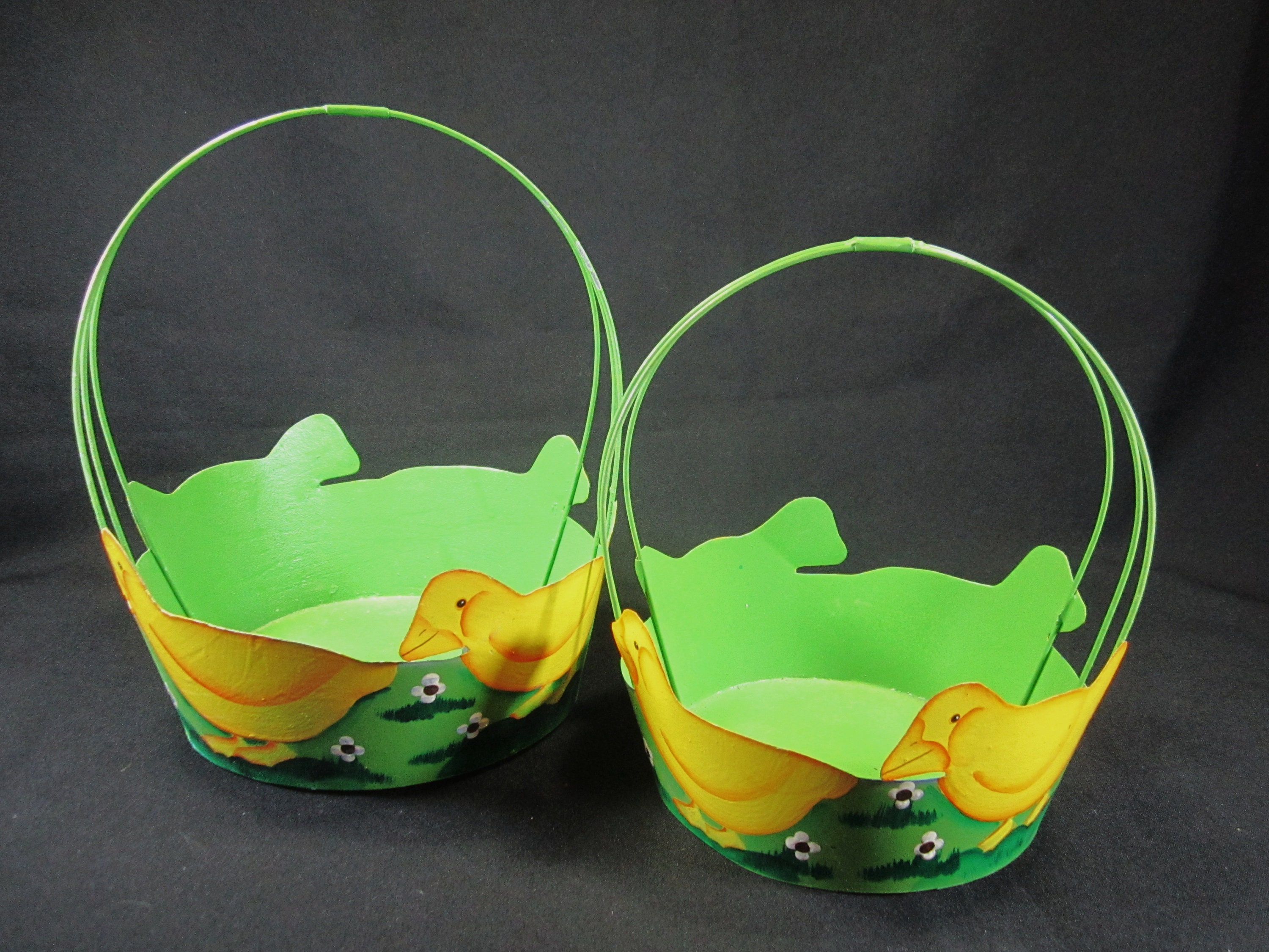 Easter Basket Metal Wired Chicken Chicks Egg Candy Dish Etsy