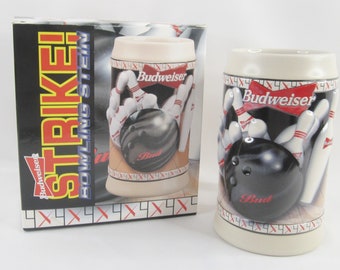 Beer Stein Budweiser Bowling Giftware Mancave Barware Mug Original Box