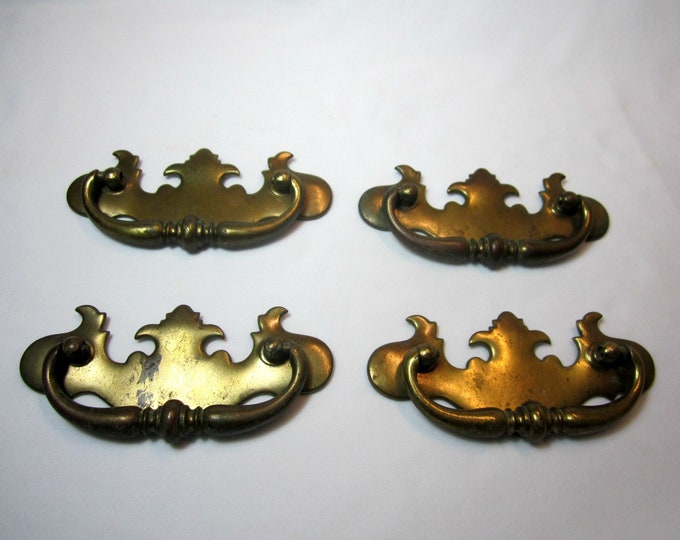 Drawer Pulls Handles Chippendale Brass Vintage Set of 4 DIY Etsy