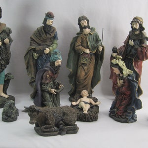 Nativity Set Large Vintage Manger Christmas 10 Piece Holiday Decor