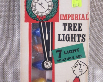 Vintage Christmas Tree Lights 7 Light Set Imperial Props Period Settings