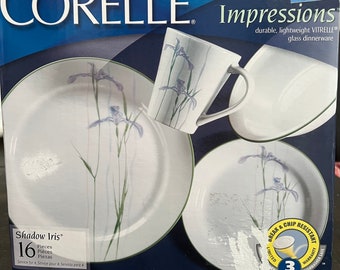 Corelle Impressions Shadow Iris 16 Piece Replacements New In Box NIB