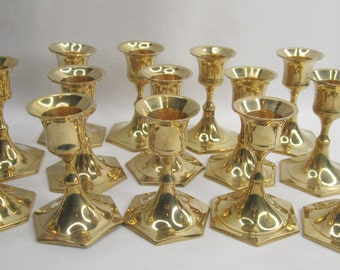 Brass Candlestick Holder Small Hexagon Wedding Decor Table Accessories