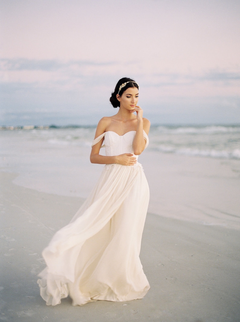 Off Shoulder Chiffon Wedding Dress