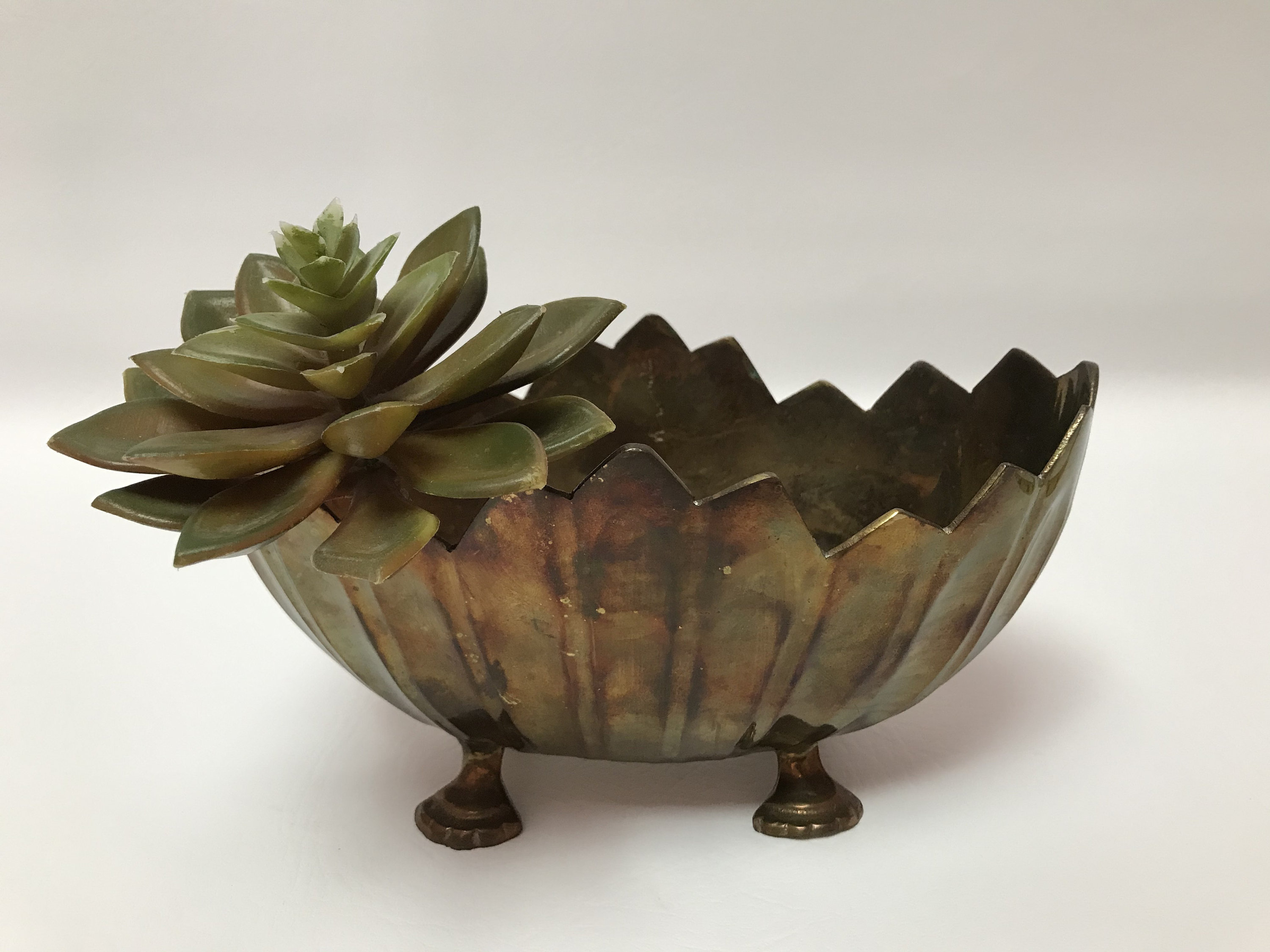 Vintage Brass Oblong Footed Bowl or Planter Etsy