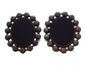 Stone and Metal Clip On Earrings