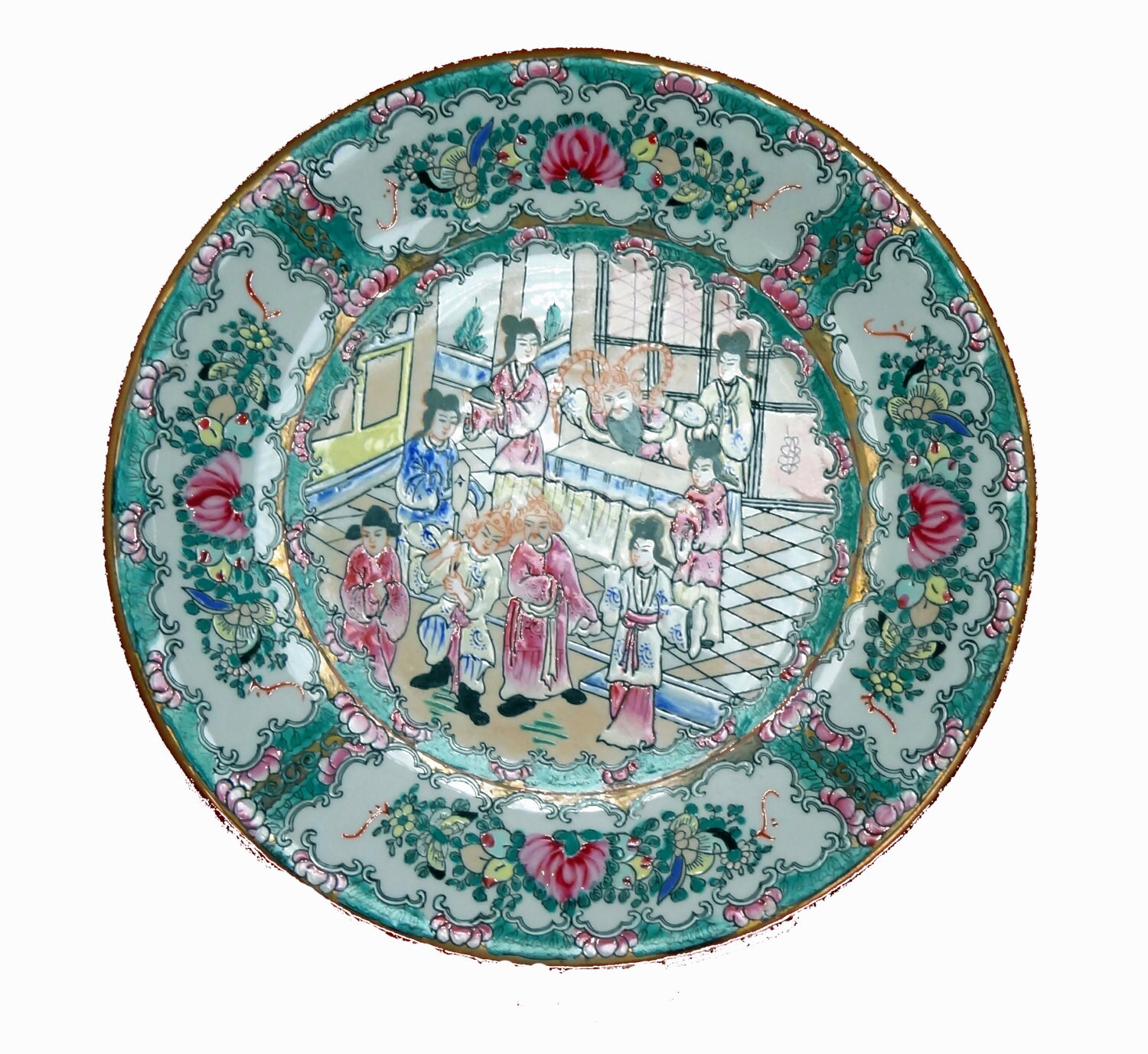 Decorative Asian Wall Plate with Gold Trim Wall Hanging Etsy