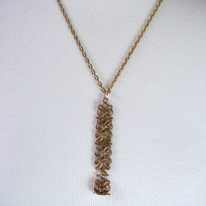 Antique Gold-Filled Hinged Watch Fob Necklace, Heavy Square Cable Chain, 20 Inch Length