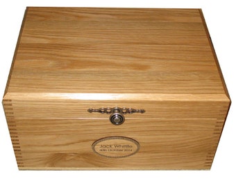 Solid, Oak,  Memory, Keepsake, Box boxes, compartment, tray, Personalisation, Traditional, large, personalised, name, engraved, plaque, poem