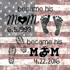 Military Mom Print 12x12 with Footprints and Boots