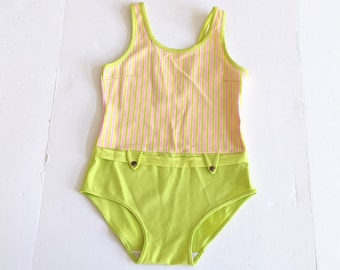 NWT Girls ROXY Teenie Wahine Swimsuit Pink Yellow 2T Bathing Suit Swim Hawaiian