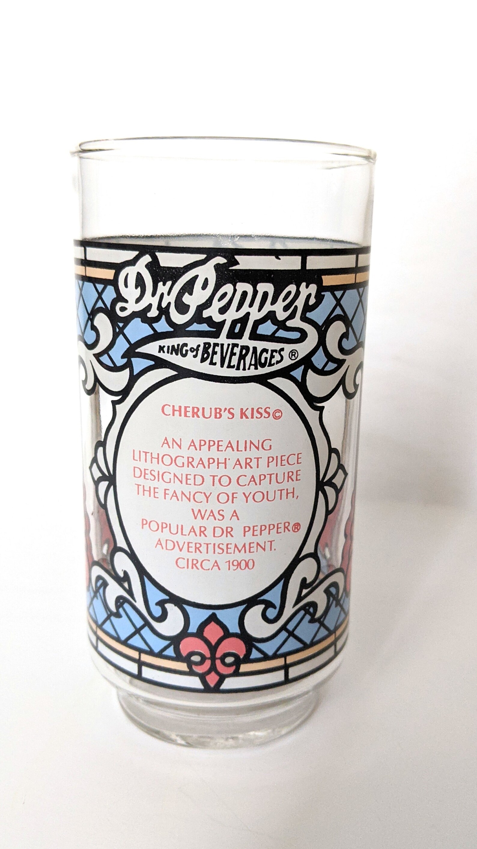 Vintage Dr. Pepper drinking glass cup Cherub Kiss stained Etsy