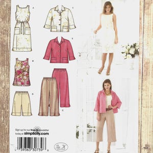 UNCUT Simplicity 3757 Crop Pants Shorts Dress Tunic Jacket, Sizes 20W-28W Sewing Pattern 2007
