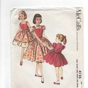 UNCUT 1950s McCall&#39;s 4126 Girls&#39; Skirt Blouse Weskit Apron, Breast 24 Size 6 Mademoiselle Editor&#39;s Choice Vintage Sewing Pattern