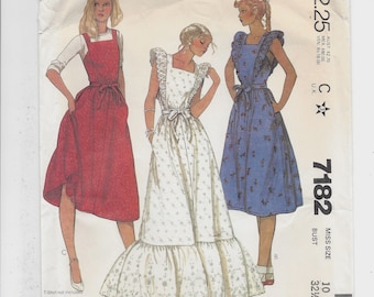 UNCUT 1980 McCall's 7182 Back Wrap Jumper or Apron with Length and Ruffle Options, Size 10 Bust 32.5 FF Sewing Pattern