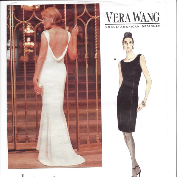 Vogue 1944 Designer Dress Gown Close Fit Mid-Knee or Drape Floor Length Vogue American Designer, Sizes 8 10 12 UNCUT FF Sewing Pattern 2002