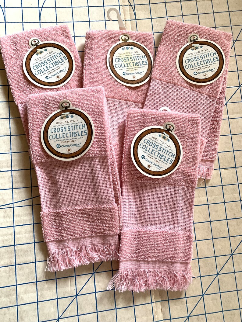 Fingertip Towel to Cross Stitch by Charles Craft, Pink With a 14ct
