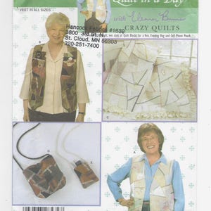 May include: Simplicity pattern 4930 features instructions for a vest, evening bag, and cell phone pouch. The Crazy Quilts design includes various quilt block sizes. The pattern is one size and includes instructions for all sizes.