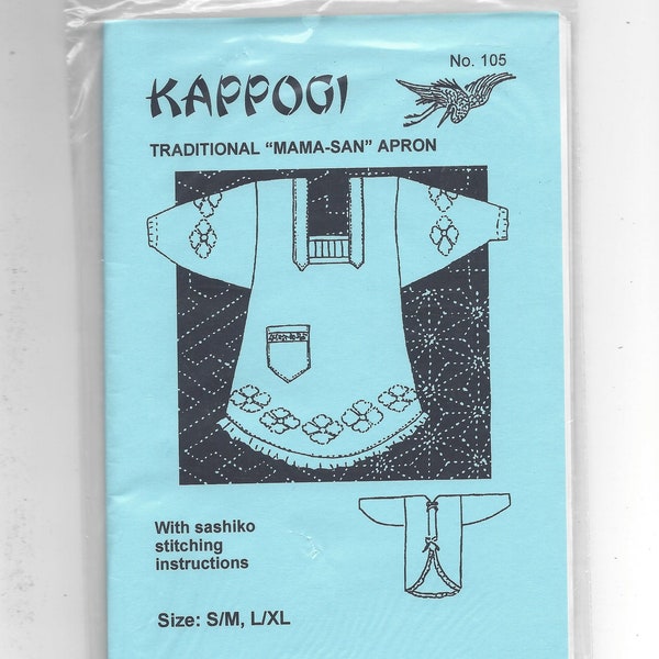 Uncut 1990s Kappogi Traditional Mama-San Apron, Eastwind Art, All Sizes S/M, L/XL FF Sewing Pattern