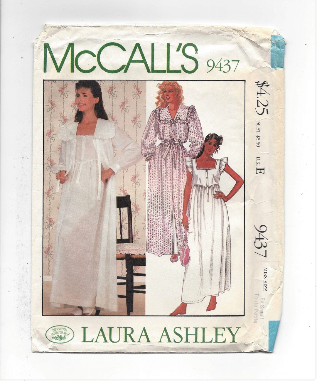 UNCUT 1980s Mccall's 9437 Long Robe Tie Belt and Long Nightgown, Size ...