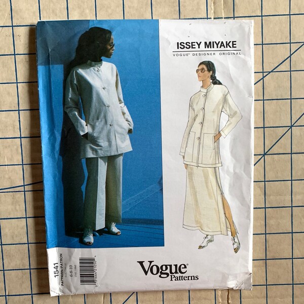 UNCUT 1990s Vogue 1541 Issey Miyake Jacket Skirt & Pants, Bust 30.5 31.5 32.5 Sizes 6 8 10 FF Vogue Designer Original Sewing Pattern