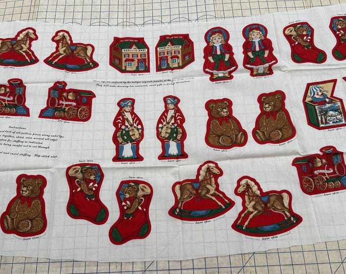 Old Fashioned Toys Fabric Panel, 12 Cut and Sew Stuffed Christmas ...