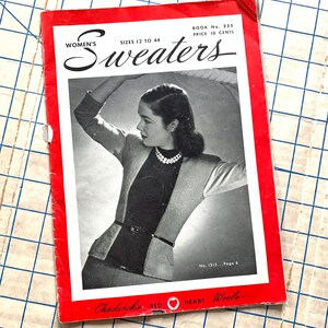 ORIGINAL 1945 Women&#39;s Sweaters Knitting Softcover Book No. 225, 13 Sweaters Cardigans Pullovers and Halter