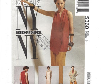 UNCUT 1990s McCall's 5360 Unlined Jacket and Tie Belt, Dress or Top & Pants, Bust 36 Size 14, McCall's NY The Collection FF Sewing Pattern