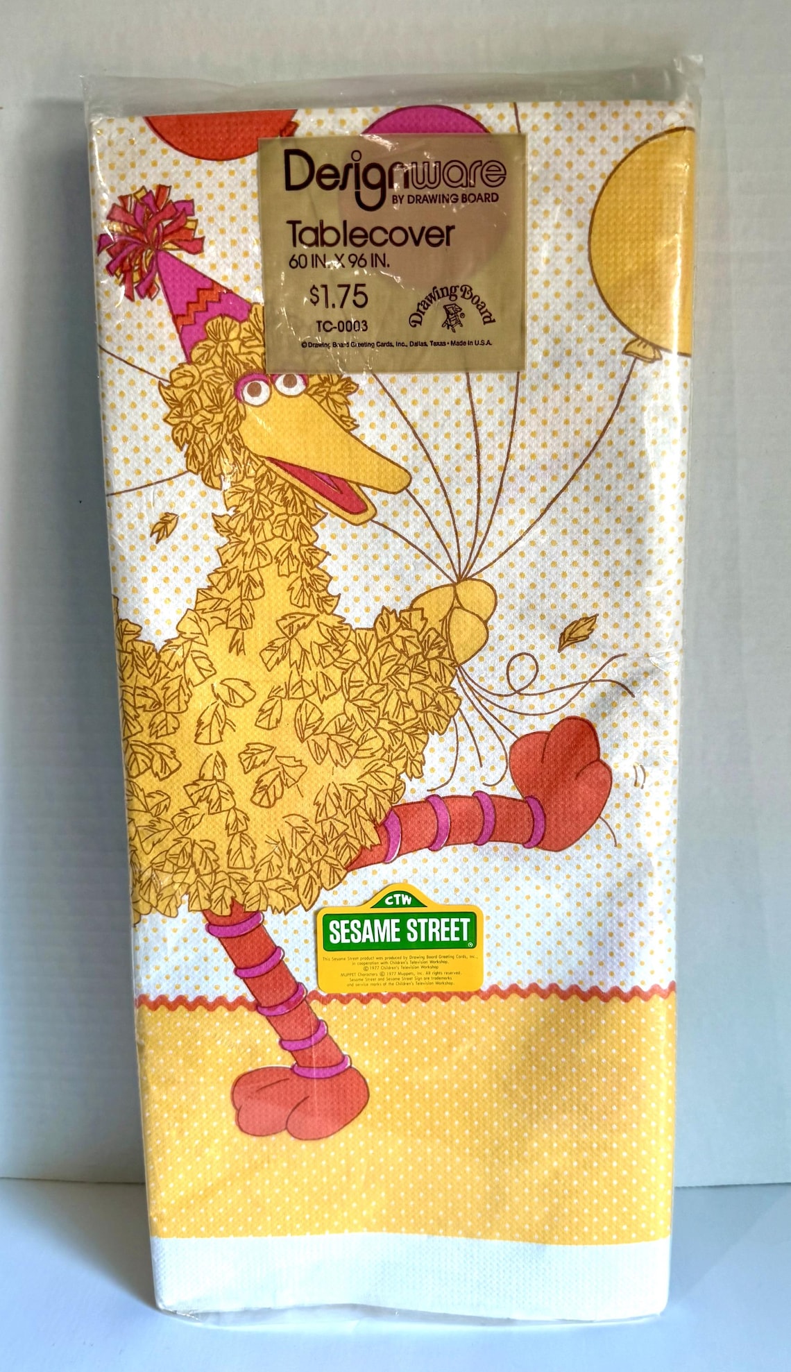 Designware Baby 1970s Sesame Street Big Bird Designware Paper Tablecloth Cover 60