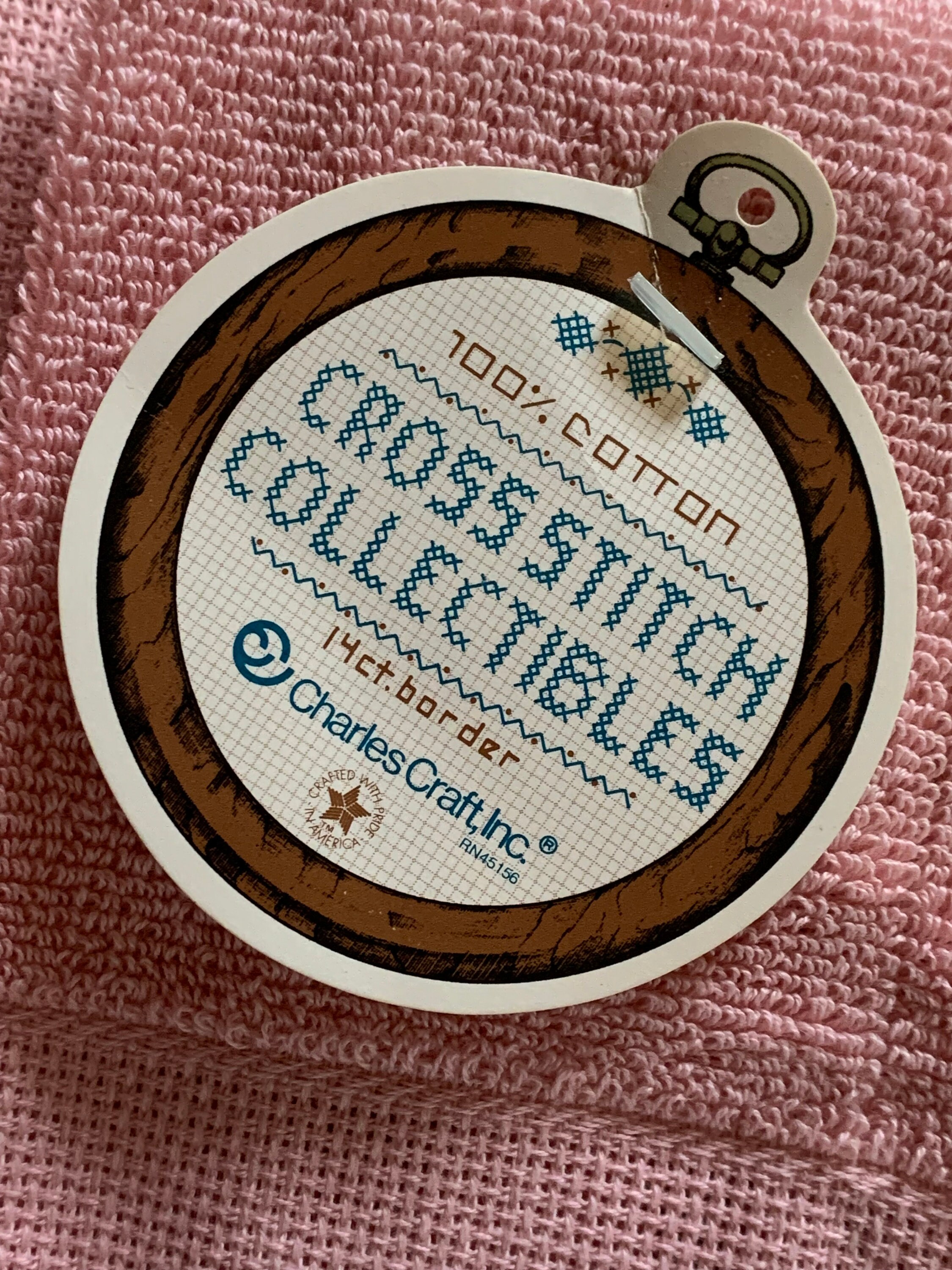 Fingertip Towel to Cross Stitch by Charles Craft, Pink With a 14ct