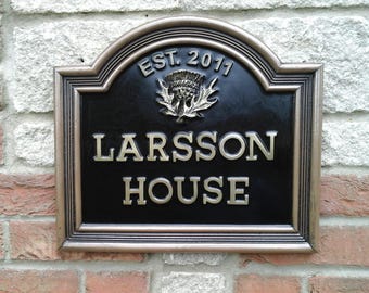 Vintage House Sign.Traditional Style English, Country House Wall Plaque in Cold Cast Bronze