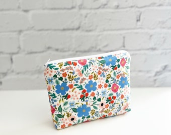 Small Makeup Bag, Zipper Pouch, Floral Pouch, Mini Make up Bag