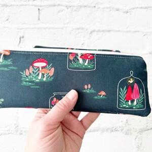 Mushroom Skinny Pencil Pouch, Floral Pen Zipper Pouch, Crochet Hook Holder, Gifts for Best Friend, Gifts for friend, Small Makeup Case