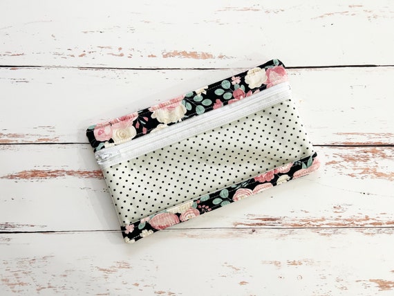 Vinyl Pouch, Clear Pouch, Bandaid Holder, Zipper Pouch, Floral Pouch,  pencil Pouch, Travel Bag