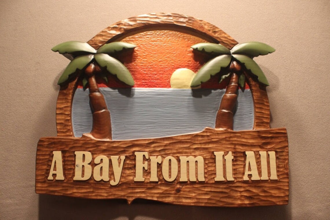 PALM TREE SIGN Beach House Sign Vacation Home Sign Coastal Sign