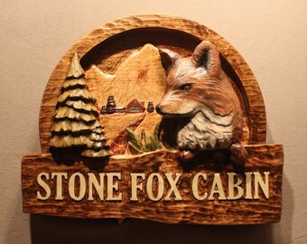 CUSTOM CABIN SIGNS | Home Signs | Carved Wood Signs | Fox Signs | Dog Signs | Hand Carved Signs | Handmade Signs | Business Signs | Signs