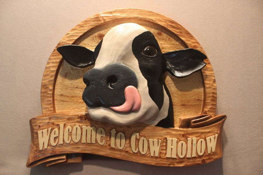 COW SIGN Hand Carved Sign Dairy Farm Sign Barn Sign Cattle Signs Custom