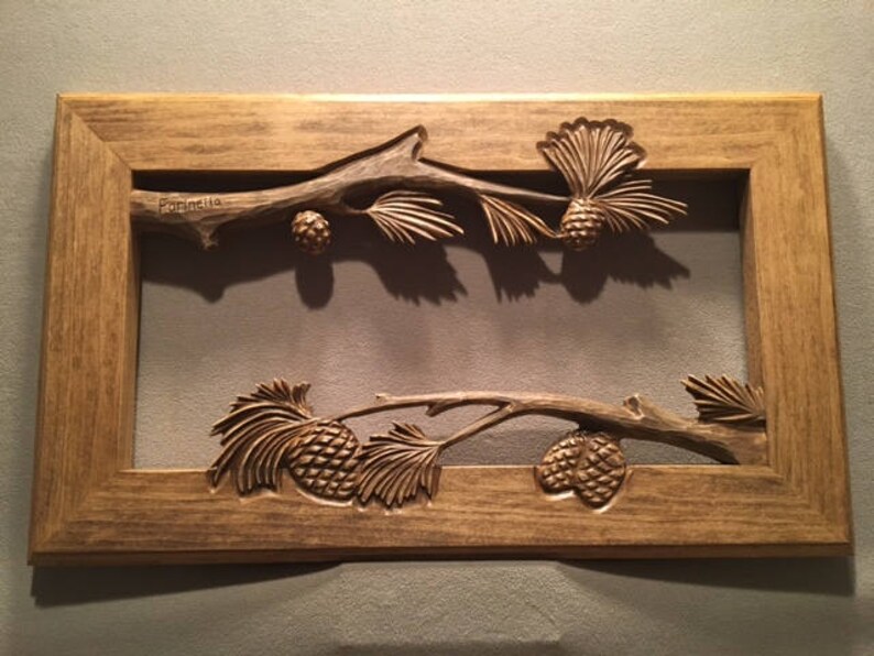 Custom Carved Picture Frame Pinecone Hand Image 0