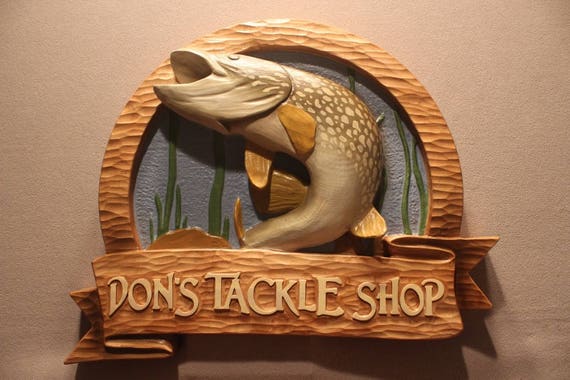 Fishing Sign Tackle Shop Sign Fish Sign Mancave Sign Etsy